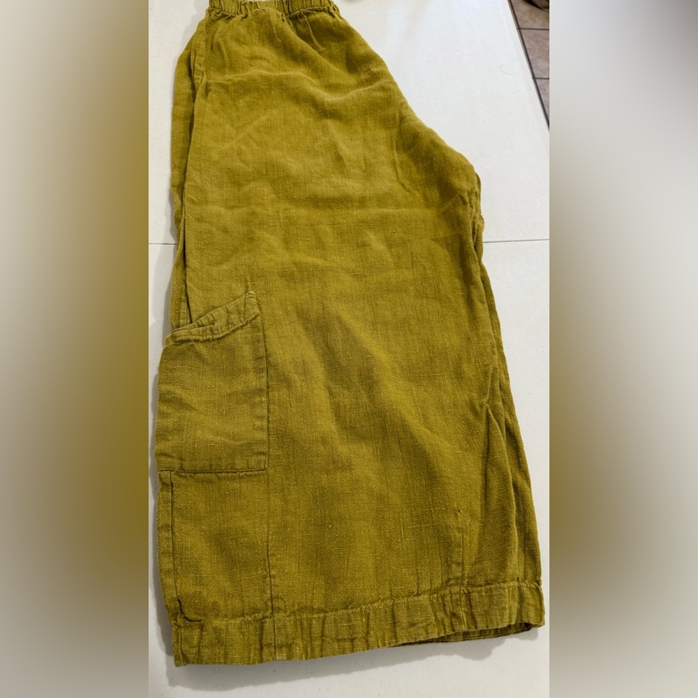 bryn walker Olive Green Mens Linen Shorts